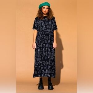 Stylish Black and White Patterned Maxi Dress